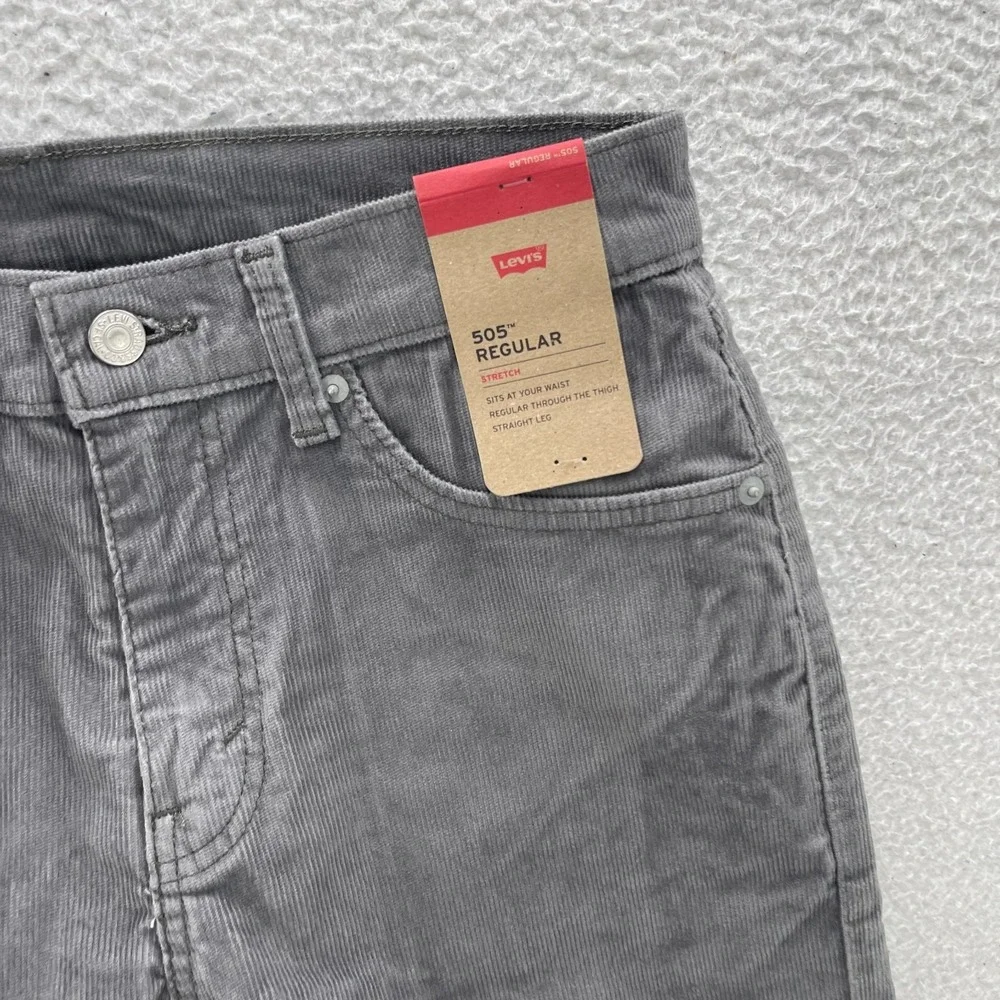 Levi's Pants Men's 30x32 Gray 505 Corduroy Pinwale Regular Fit Straight Preppy